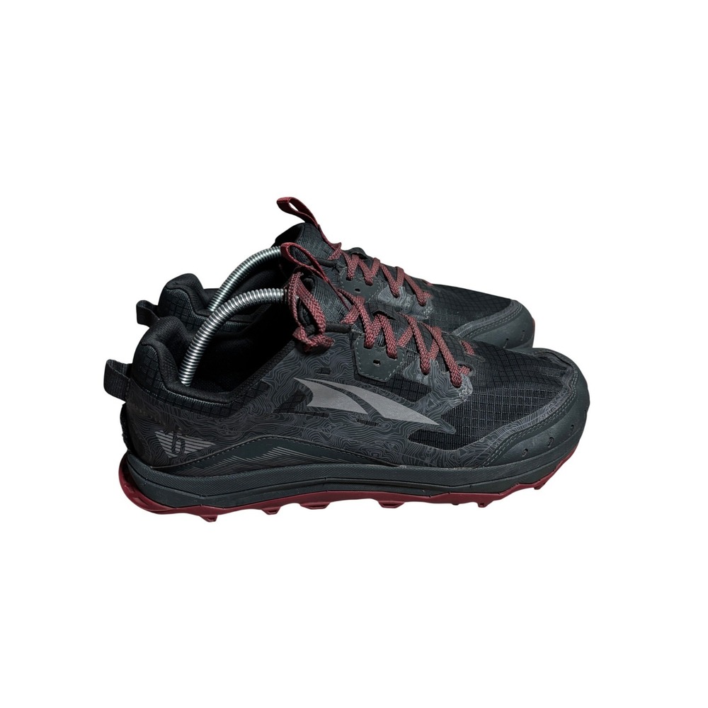 Altra Lone Peak 6 Mens 10 Trail Running Shoes Black Maroon Topo Print Sneakers